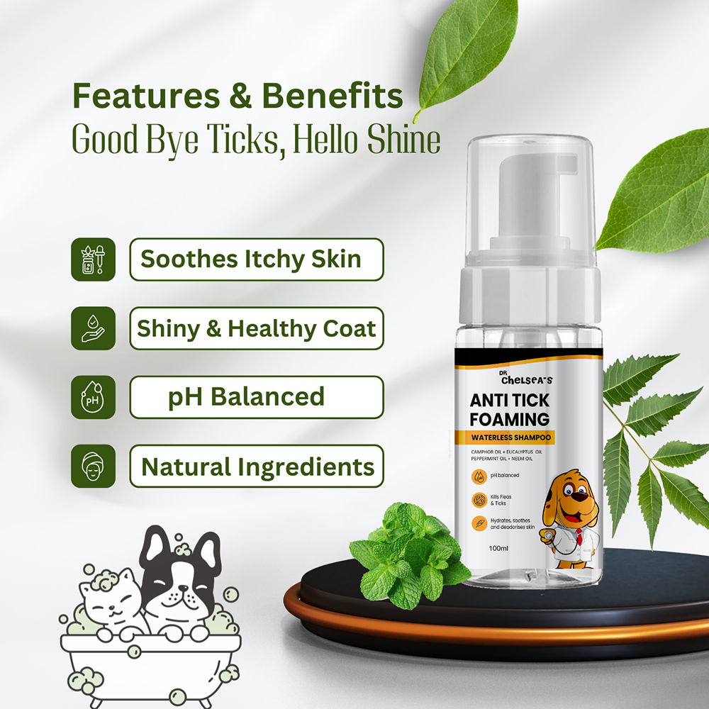 Dr. Chelsea's Anti Tick Foaming Waterless Shampoo for Cats & Dogs image 3