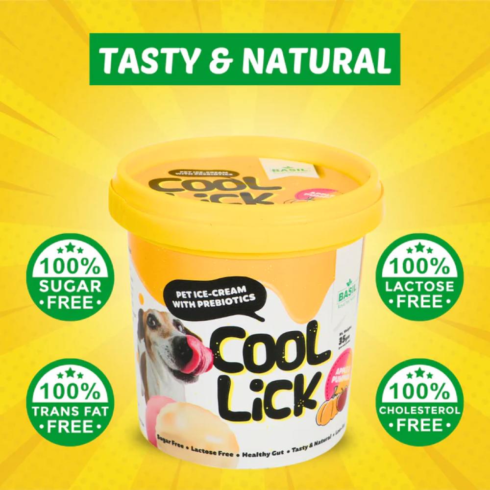 Basil Cool Lick Apple & Pumpkin with Added Prebiotics Ice Cream for Dogs image 3