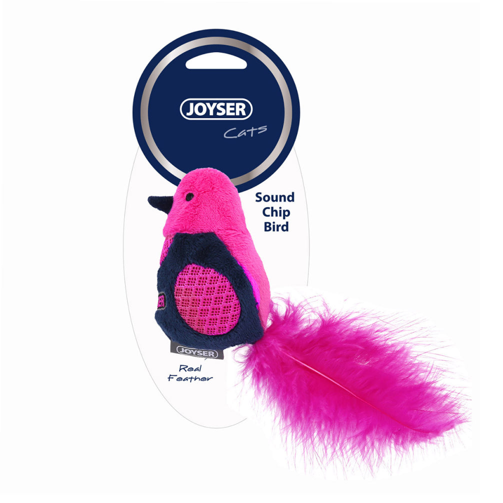 Joyser Cat Bird Toy with Feather & Sound for Cats (Pink/Blue)