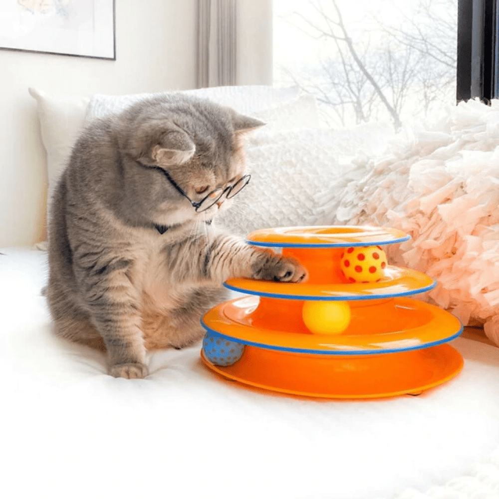 Petstages Tower of Track Three Level Active Toy for Cats (Orange) image 7