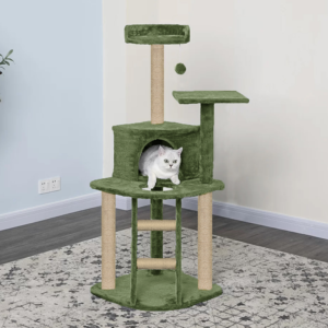 Furrlovers Multi Level Cat Tree with Plush Condo & Jute Scratching Posts (Green)