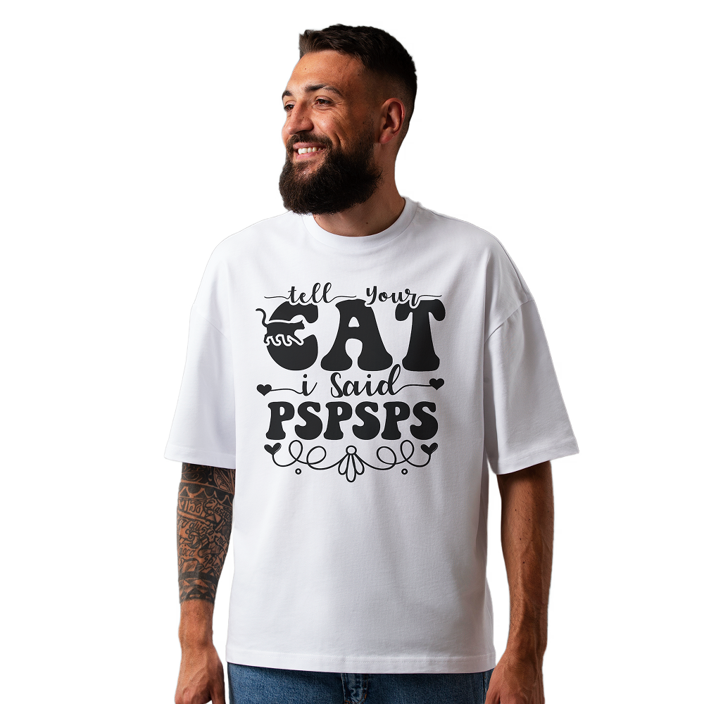 Seek Buy Love Cat Whispers Oversized Tee (White)