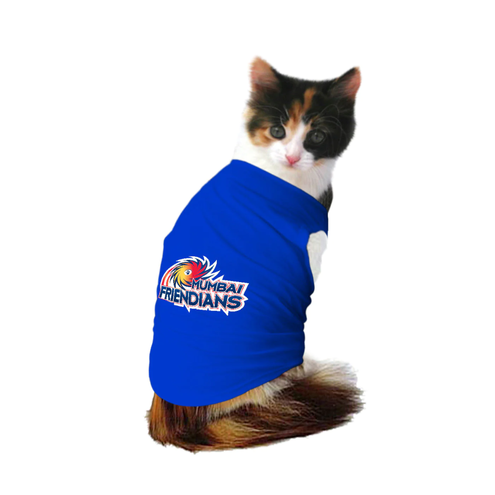 Ruse IPL "Mumbai Friendians" Printed Tank Jersey for Cats (Royal Blue) | Indian Pet League