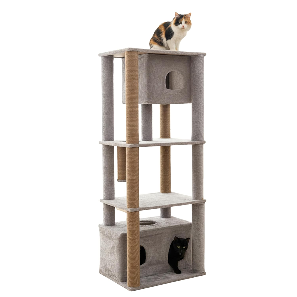 Furrlovers Large Multilevel Cat Tree Tower with Scratching Posts & Condo (Grey)