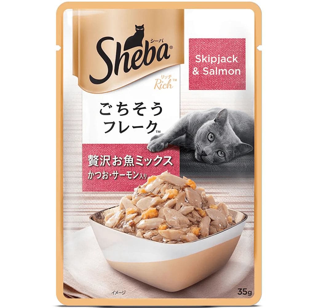 Sheba Skipjack Salmon Fish Mix and Fish with Dry Bonito Flake Cat Wet Food Combo image 3