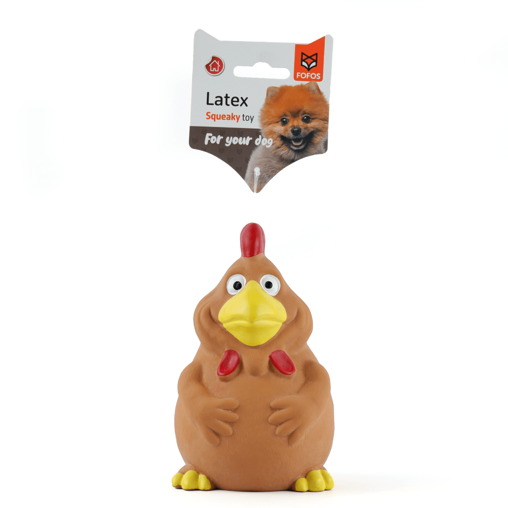 Barkbutler x Fofos Latex Bi Rooster Squeaky Toy for Dogs (Brown) image 2