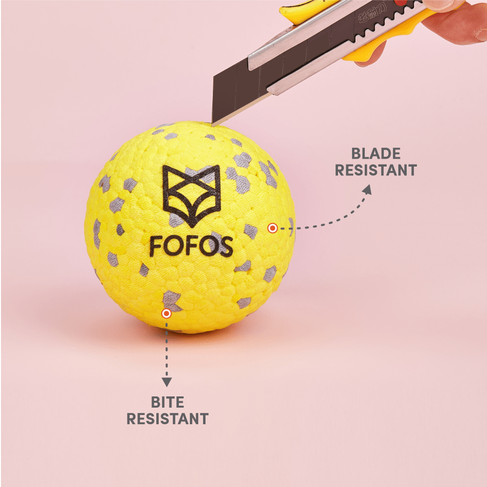 Barkbutler x Fofos Super Bounce Chew Ball for Dogs (Yellow) | For Aggressive Chewers image 6
