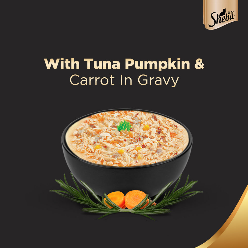 Sheba Tuna Pumpkin & Carrot In Gravy Rich Premium Adult Fine Cat Wet Food and Chicken All Life Stage Cat Dry Food Combo image 8