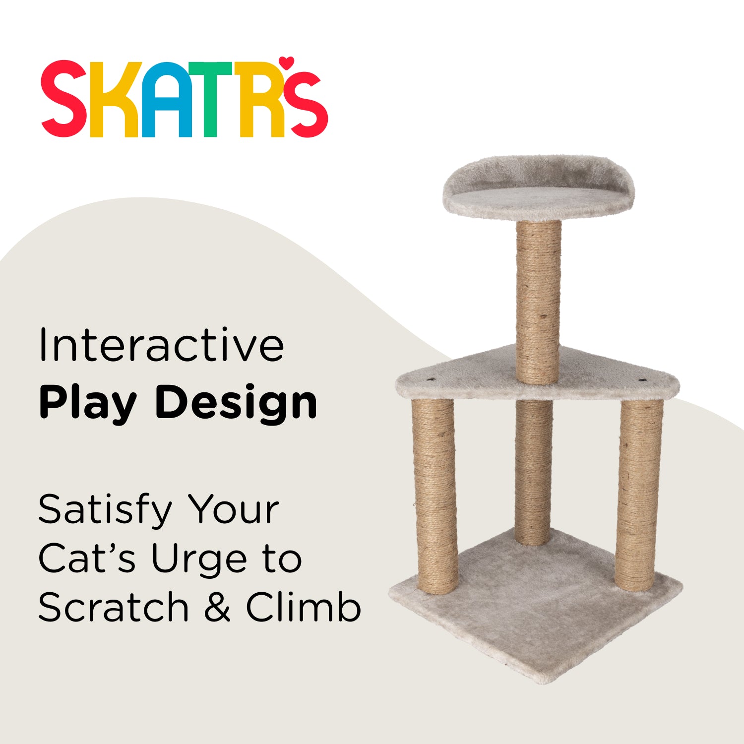 Skatrs Feline Fortress Two Tier Cat Tree with Sisal Post Toy image 3