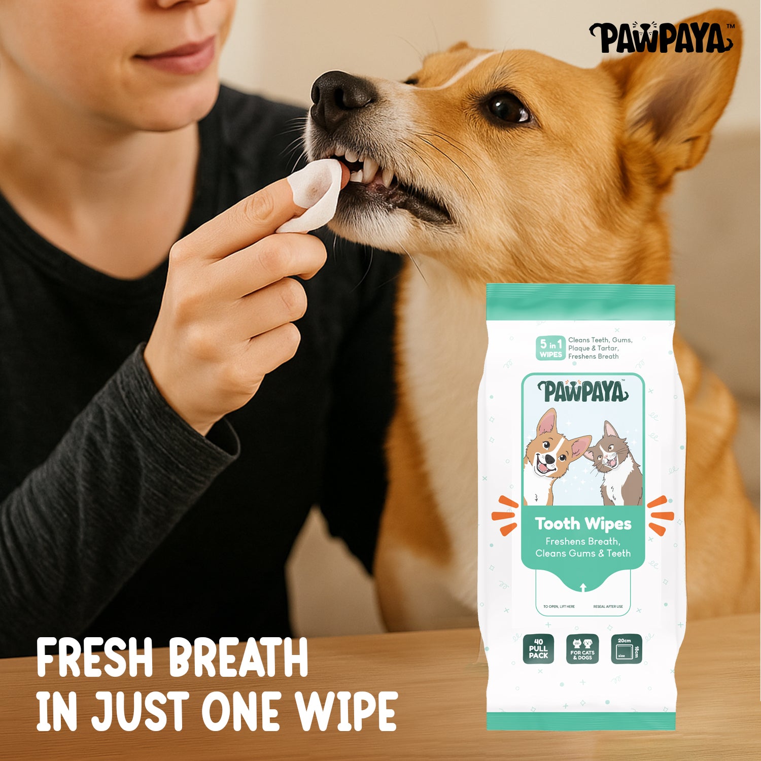 Pawpaya Tooth Wipes for Dogs and Cats image 2