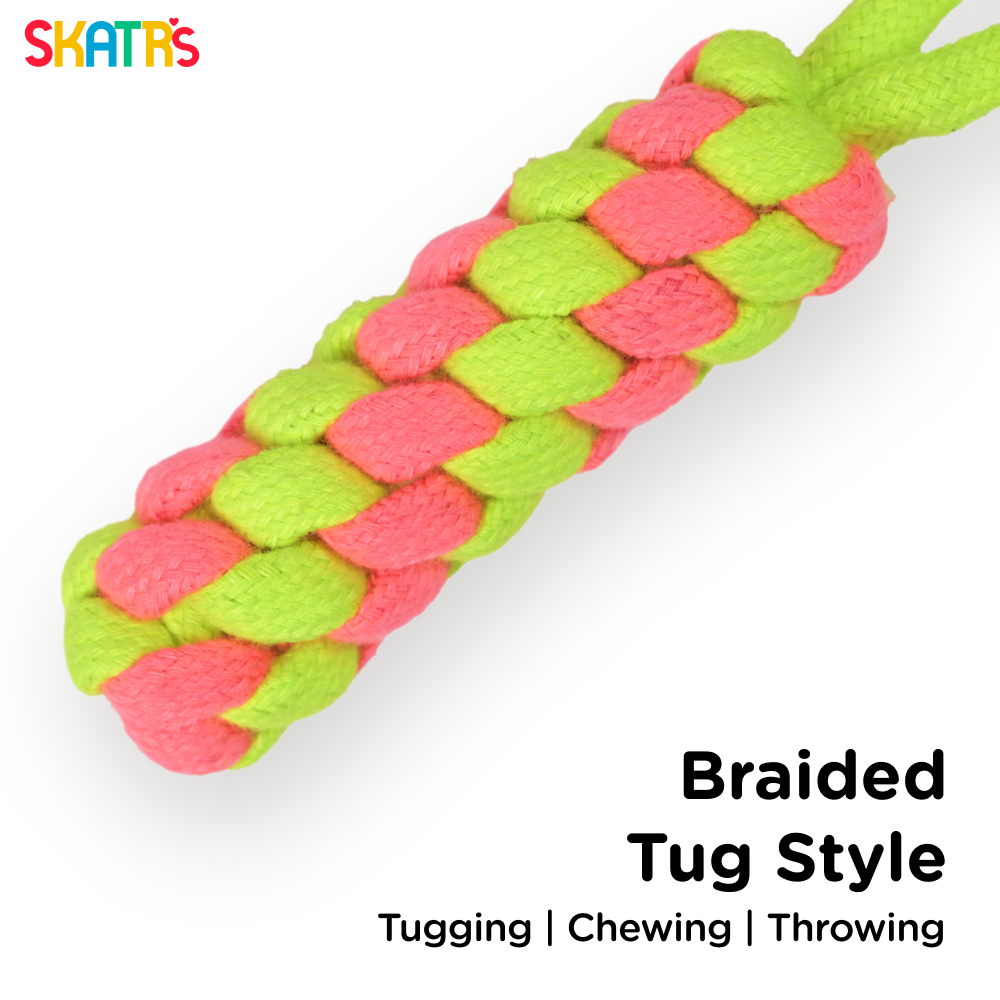 Skatrs Dummy Knotted Rope Chew Toy for Dogs and Cats (Pink/Green) image 2