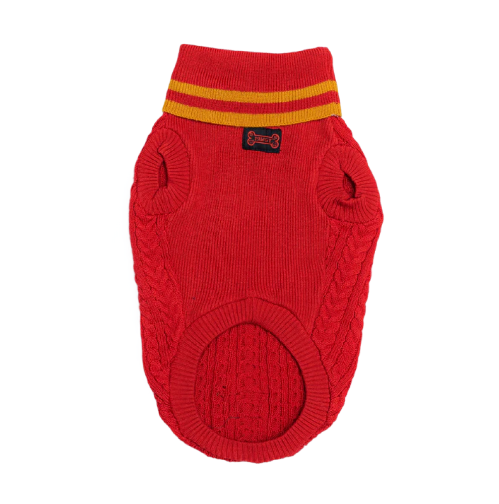Pawgypets High Neck Cable Kint Sweater for Dogs and Cats (Red) image 1