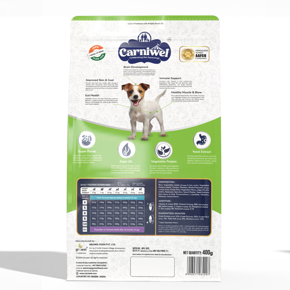 Carniwel Superfoods Veg Kibble Small Breed Puppy Dog Dry Food image 9