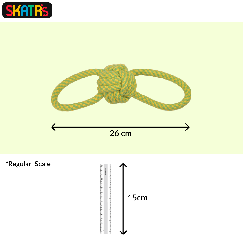 Skatrs Double Loop Knotted Rope Chew Toy for Dogs and Cats (Green/Yellow) image 2