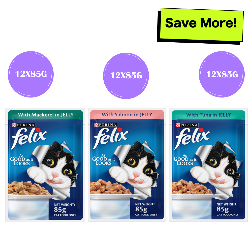 Purina Felix with Mackerel, Salmon and Tuna in Jelly Adult Cat Wet Food Combo