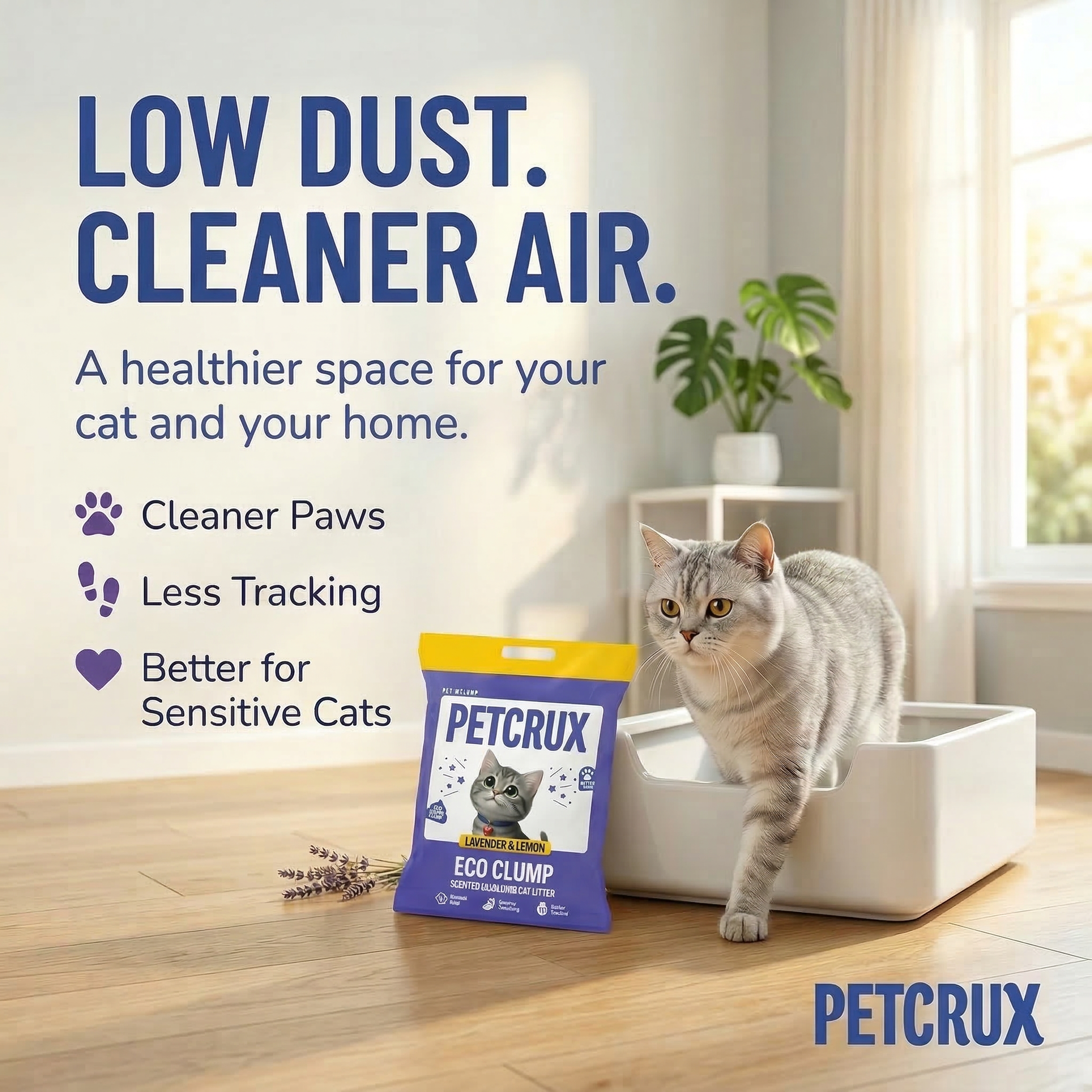 Petcrux Lavender & Lemon Scented Eco Clumping Cat Litter image 8