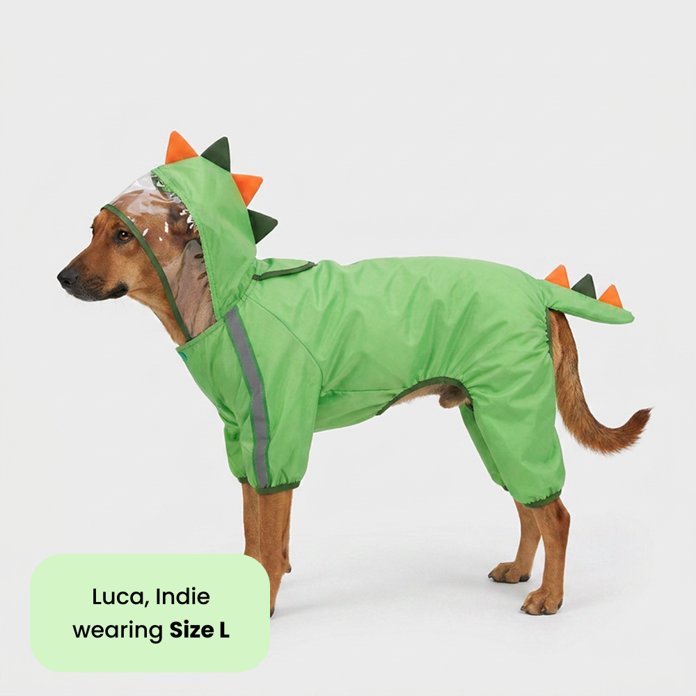 Barkbutler x Fofos Four Leg Dinosaur Raincoat for Dogs (Green) image 6
