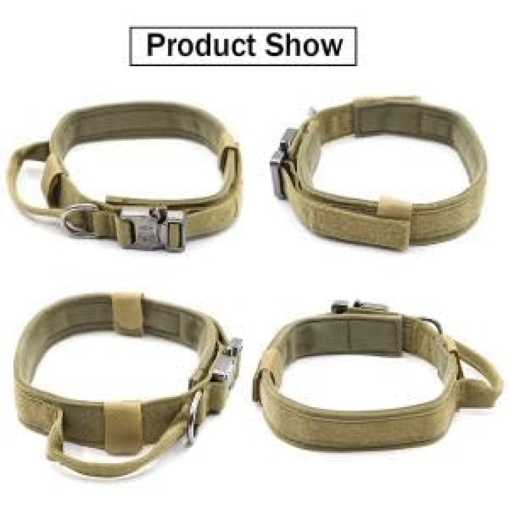 QPets Tactical Adjustable Nylon Collar with Handle for Dogs (Khaki) image 6