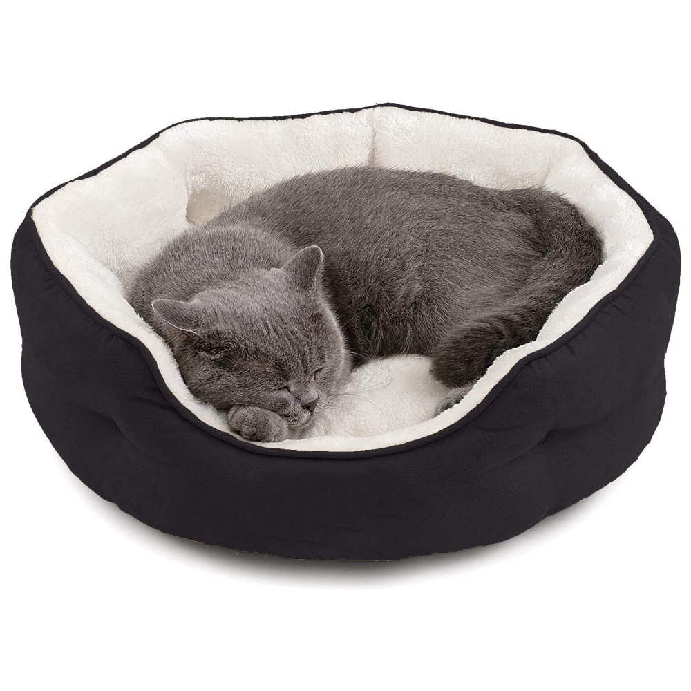 Fluffy's Pawsome Round Washable Bed for Dogs and Cats (Black) image 4