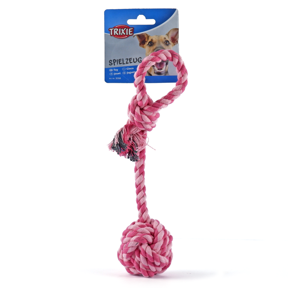 Trixie Playing Rope Loop with Woven in Ball Toy for Dogs (Pink) image 2