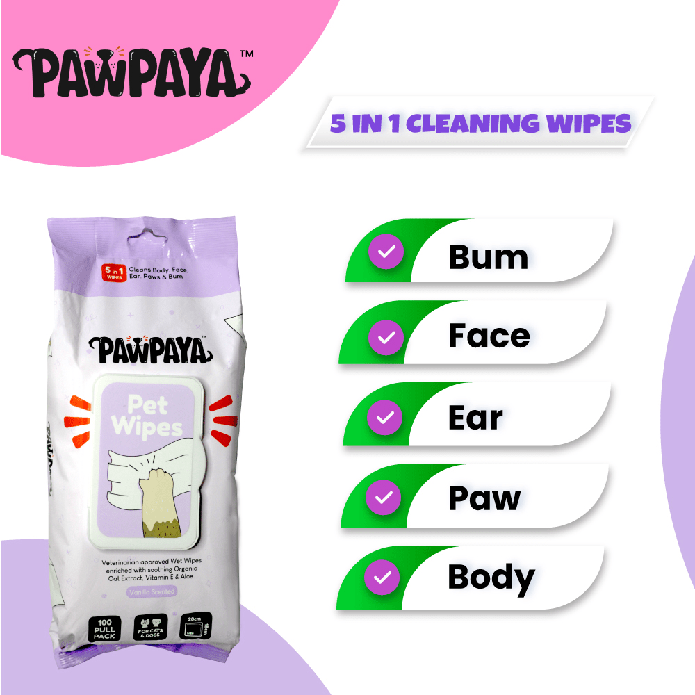 Pawpaya Vanilla Scented Wipes for Dogs and Cats image 2