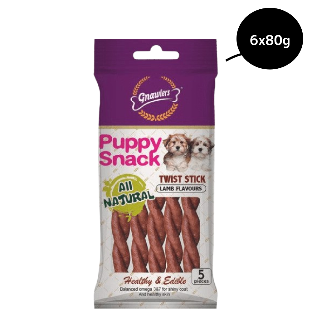 Gnawlers Puppy Snack Twist Stick Lamb Flavoured Dog Treats image 3