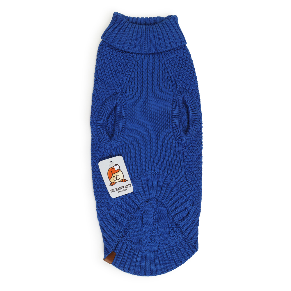 The Happy Lots Chunky Sweaters for Dogs (Bright Blue) image 1