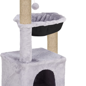 Furrlovers Plush Activity Cat Tree with Condo, Hammock & Jute Rope Scratching Posts for Kittens (Grey)