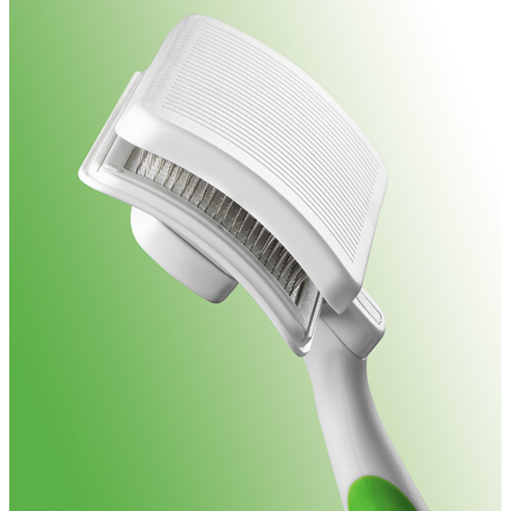 Andis Self Cleaning Slicker Brush for Dogs and Cats (White/ Lime Green) image 2