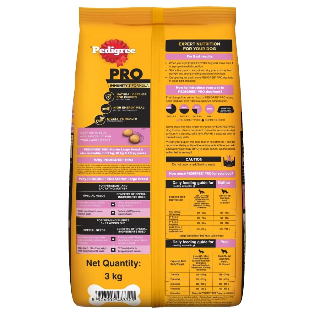 Pedigree PRO Expert Nutrition Lactating/Pregnant Mother & Puppy Starter Large Breed Dog Dry and Chicken Chunks in Gravy Puppy Wet Food Combo image 6