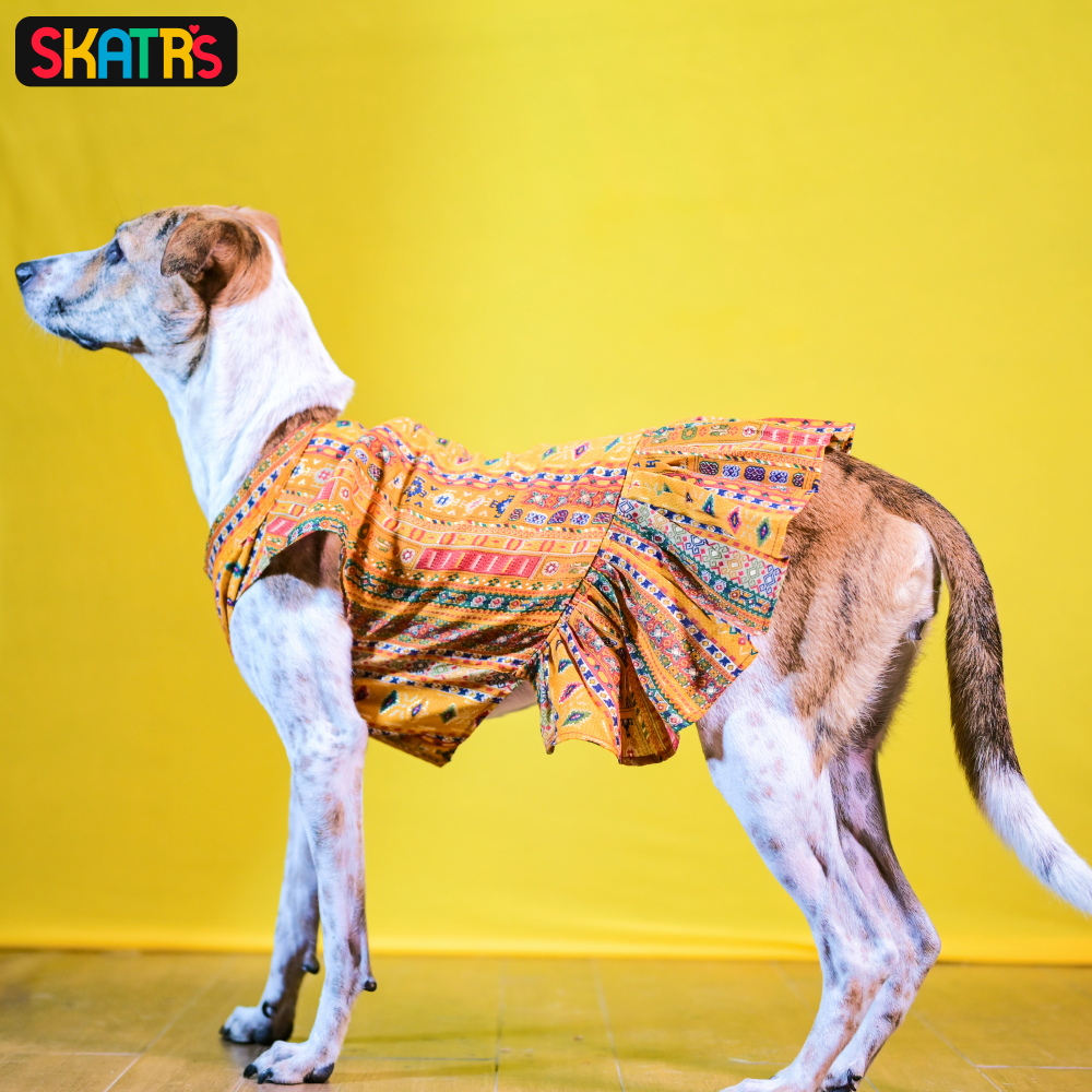 Skatrs Cotton Printed Dress for Dogs and Cats (Yellow) image 3