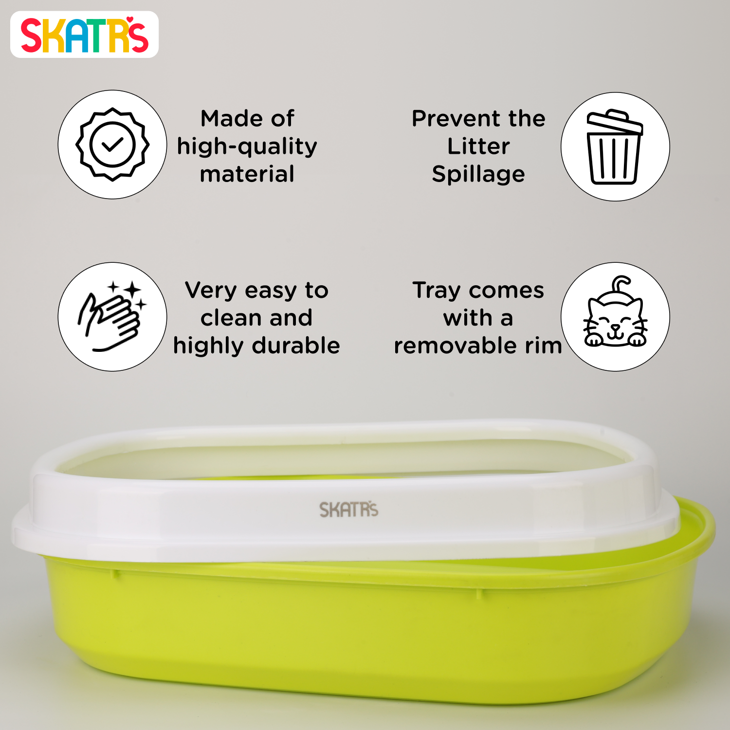 Skatrs Litter Tray for Cats (Green) image 3