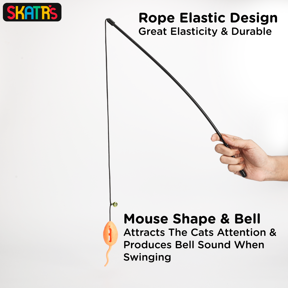 Skatrs Playing Wand with Mouse Toy for Cats image 3