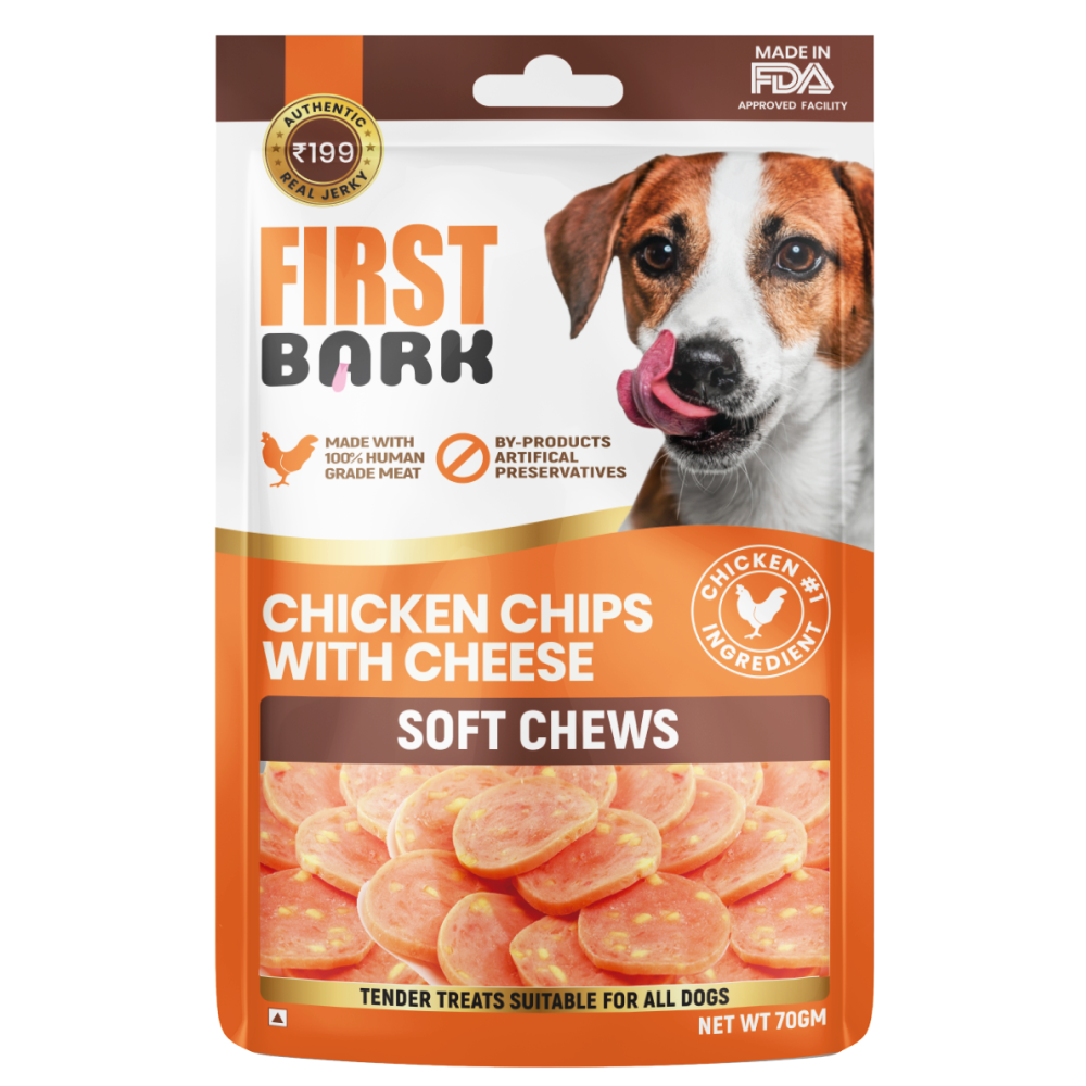 First Bark Chicken Chips with Cheese Jerky Dog Treat