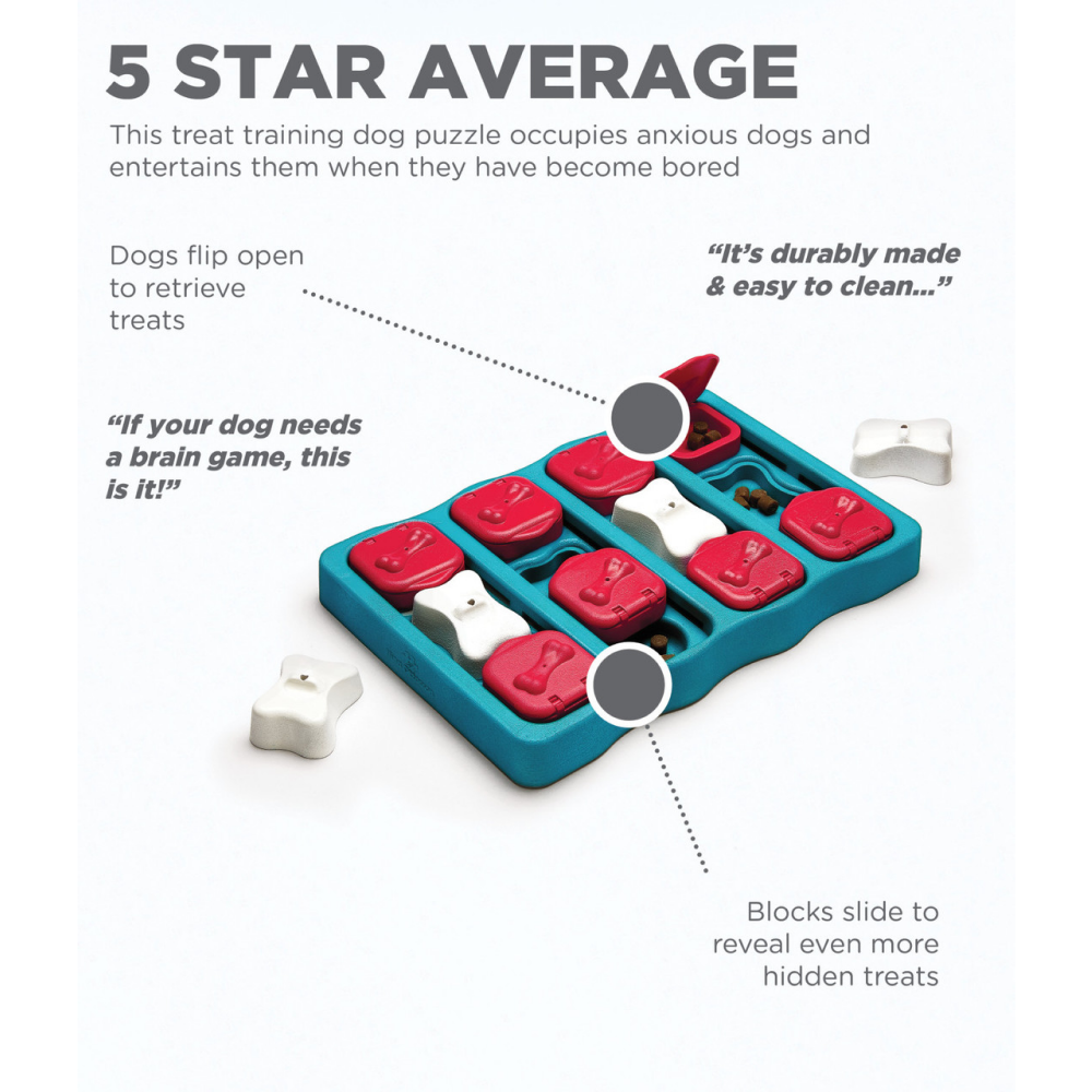 Outward Hound Nina Ottosson Brick Game for Dogs (Blue Level 2 Intermediate) | For Medium Chewers image 3