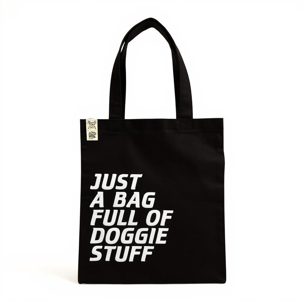 Talking Dog Club Just a Bag Full of Doggie Stuff Carry All Tote Bag for Women (Black)
