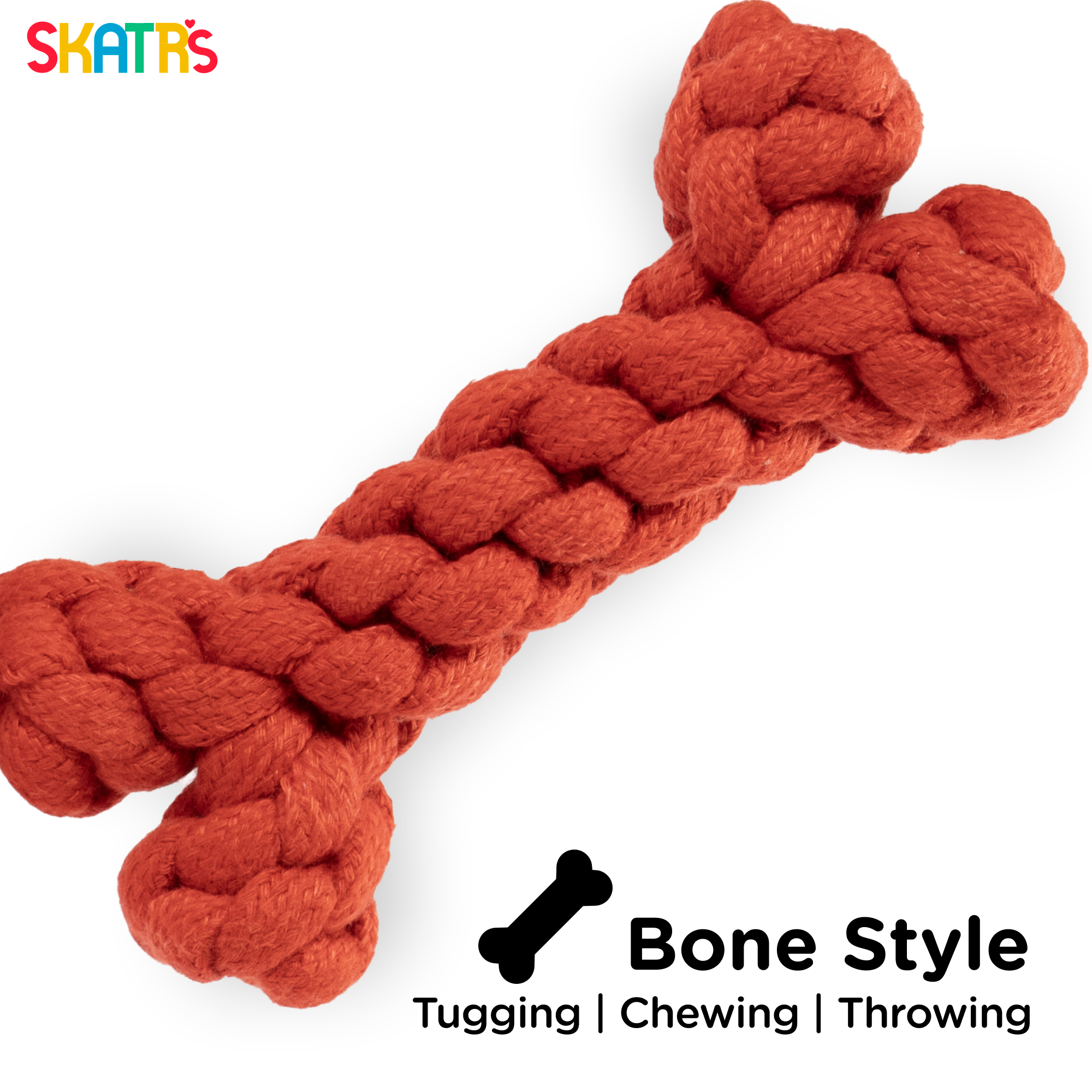 Skatrs Bone Shaped Rope Chew Toy for Dogs and Cats (Red) image 3