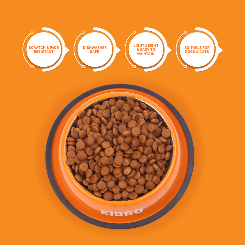 Kibbo Anti Skid Stainless Steel Bowl for Dogs and Cats (Orange) image 3