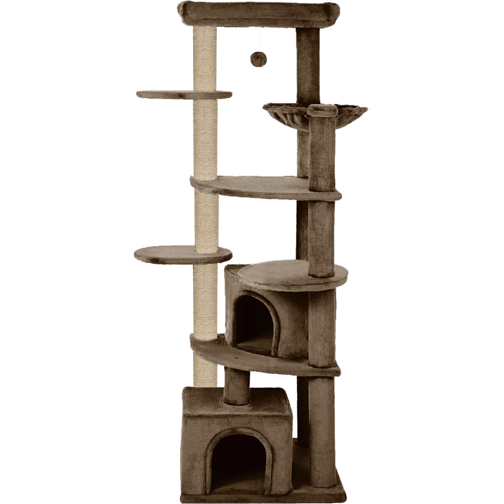 Furrlovers Multilevel Cat Tree with Scratching Posts, Condo & Top Bed with Jute Rope (Brown)