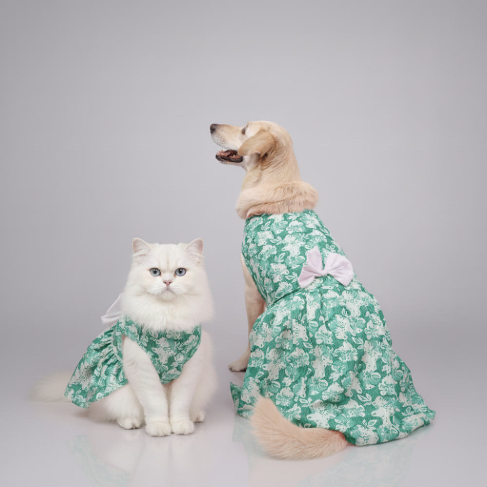 Skatrs Floral Grace Dress for Dogs and Cats (Blue) image 1