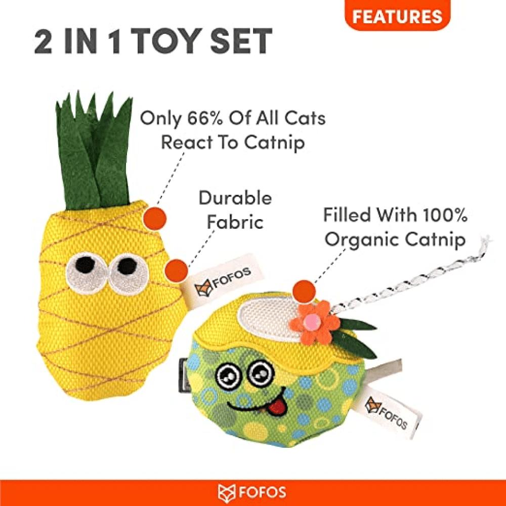 Barkbutler x Fofos Summer Juice with Pineapple Interactive Toy for Cats (Yellow) image 3