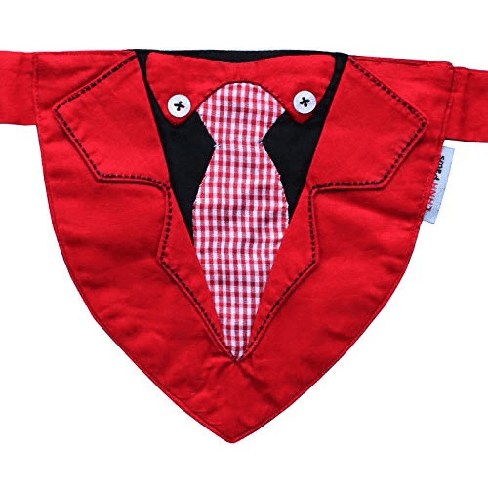 Lana Paws Applique Work Tuxedo Adjustable Bandana for Dogs (Red) image 2
