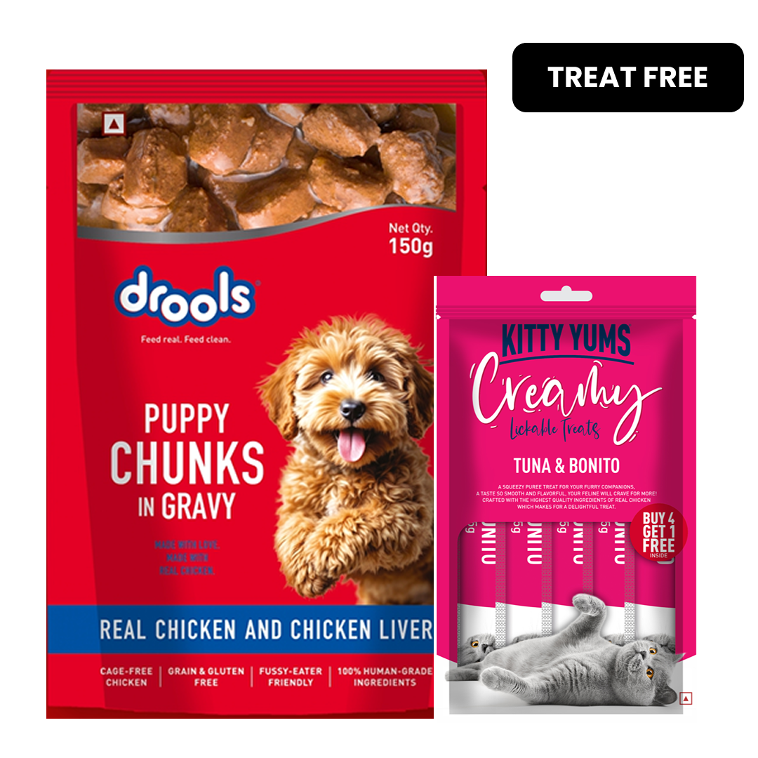 Drools Real Chicken & Chicken Liver Chunks in Gravy Puppy Dog Wet Food image 2