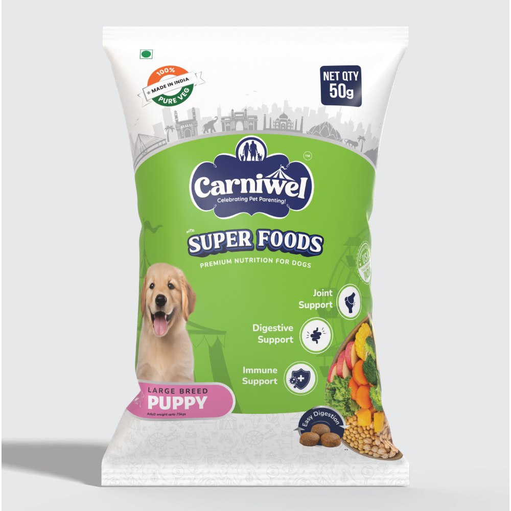 Carniwel Superfoods Veg Kibble for Large Breed Puppy Dog Dry Food (50g)