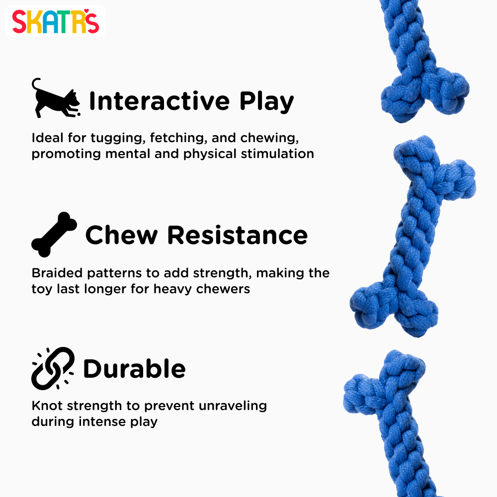 Skatrs Bone Shaped Rope Chew Toy for Dogs and Cats (Royal Blue) image 4