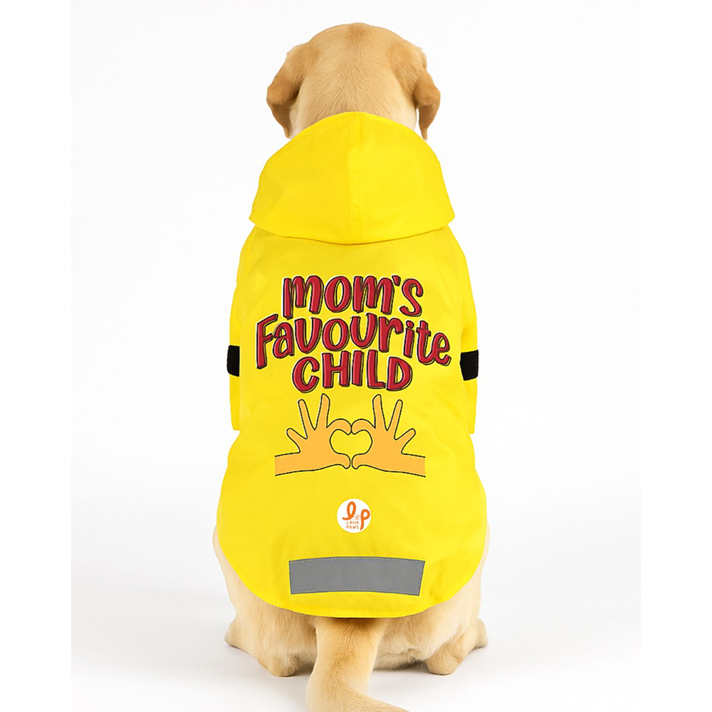Lana Paws Mom's Favorite Child Printed Raincoat for Dogs (Yellow)