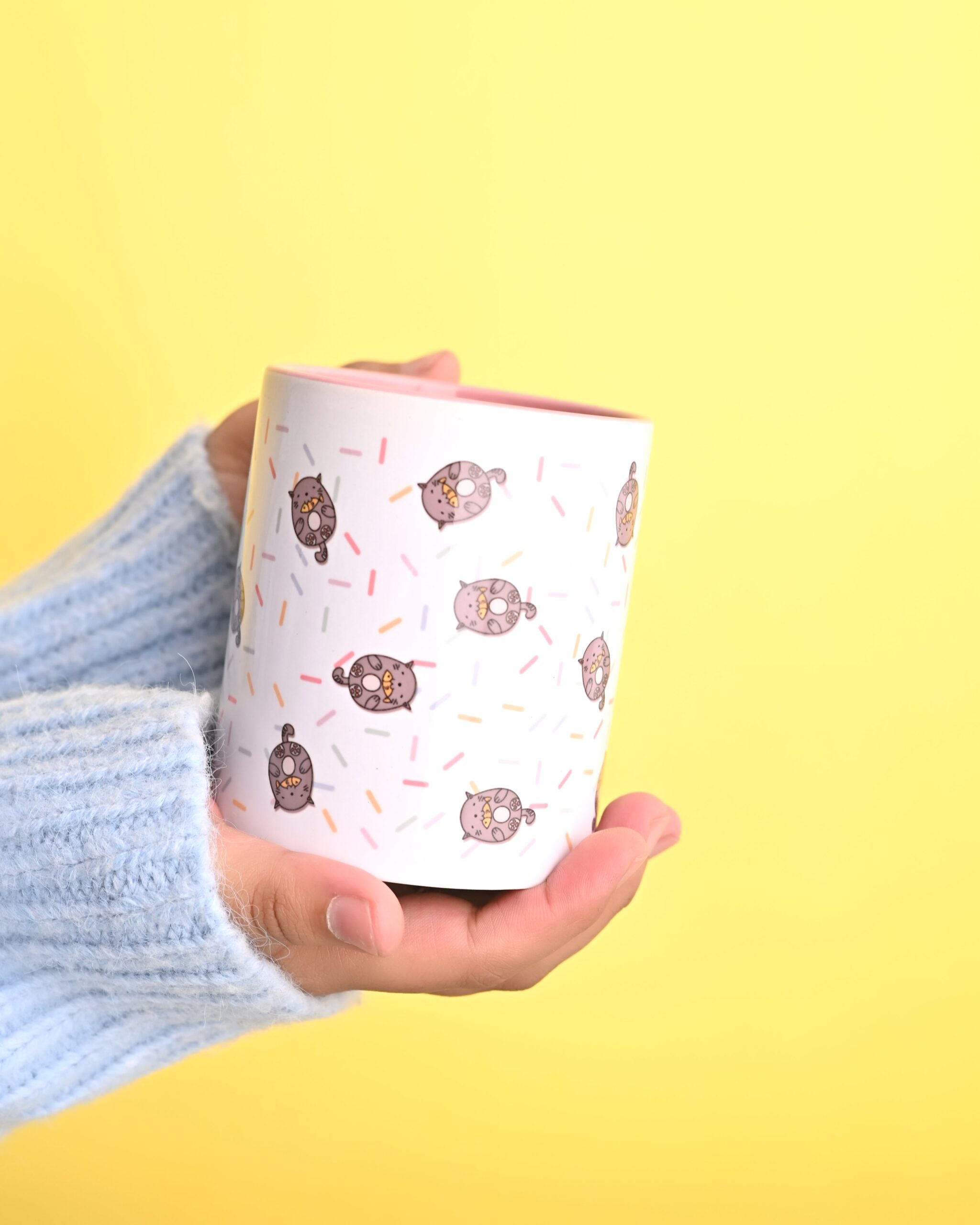 Furry Tales Sprinkles Hearts Fish Ceramic Coffee Mug (White) image 1