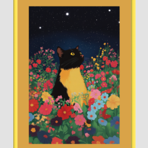EverythingBoho Sci Fi Cat Framed Art (Yellow)