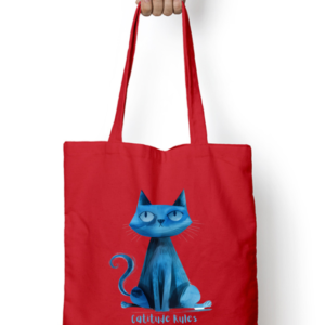 EverythingBoho Catitude Zipped Tote Bag (Red)