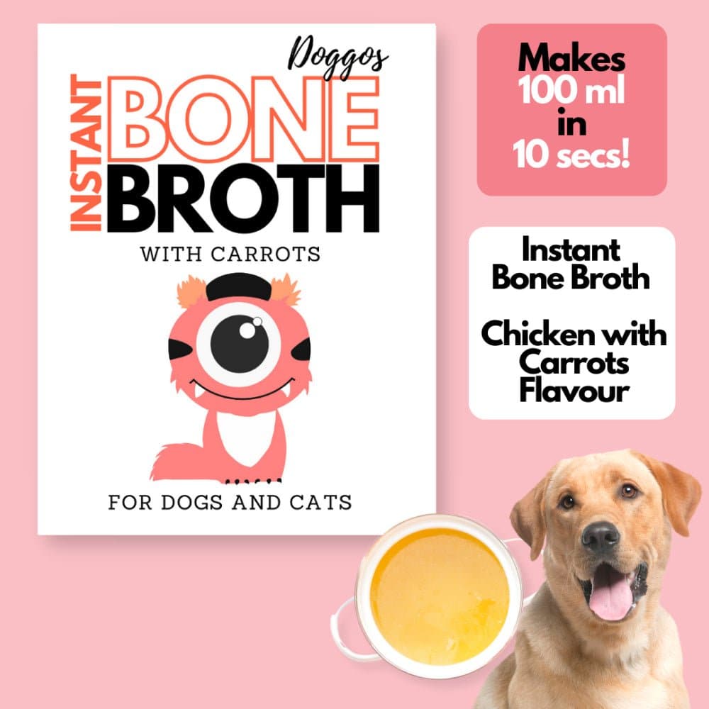 Doggos Instant Chicken and Carrots Bone Broth Gut and Vision Formula (Makes 100ml) for Cats and Dogs image 2